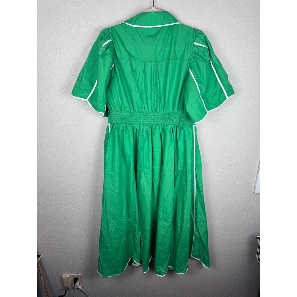 NWT Entro Green Solid Midi Dress Womens Size Large - Picture 7 of 9